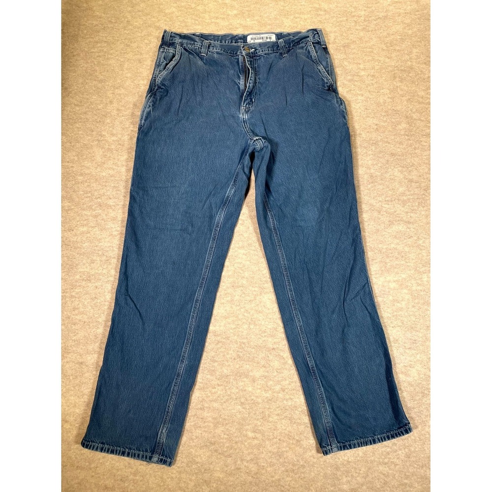 Carhartt Dungaree Fit Carpenter Jeans Mens 38x34 Blue Denim Cotton Medium Wash‎